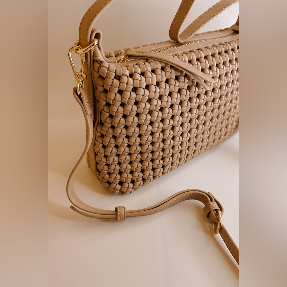 Anthrolologie basket weave leather crossbody Bag Purse